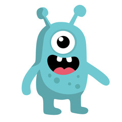 One Eyed Blue Monster Character Illustration Design