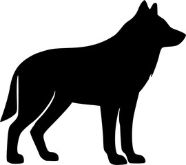 Wolf Silhouette Vector Illustration | Wild Animal Howling Moon Forest Design