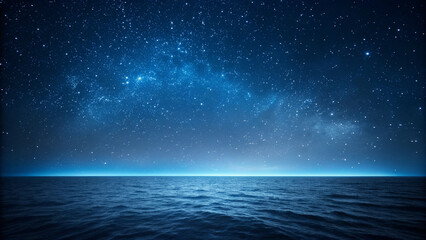 Fototapeta premium Vast Ocean Under a Starry Night Sky with the Milky Way water
