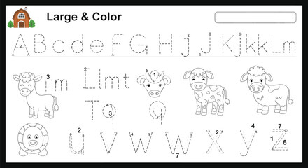 Vector art of alphabet tracing worksheet for preschool and kindergarten handwriting practice