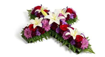 Obraz premium A colorful flower arrangement shaped like a cross