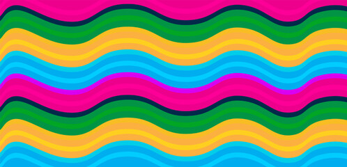 Abstract, colorful, wavy lines create a vibrant and playful background for modern designs and illustrations