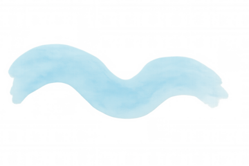Wavy light blue watercolor brush stroke creating an artistic design element against a transparent background, adding a soft and vibrant touch