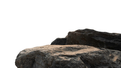 Cliff rock mountain, Rock Podium isolated, Stone stand Display product presentation design on white background, Eidge chunk, Clipping paths