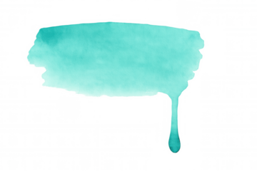 Turquoise watercolor paint dripping, spreading organic texture across transparent surface with vibrant color gradient effect