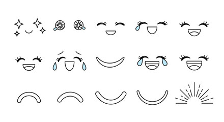 Collection of cartoon facial expressions with various emotions.