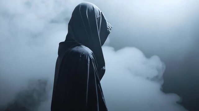 Mysterious figure in dark cloak