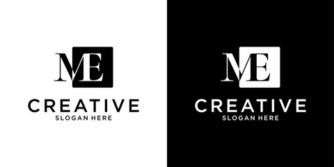 ME or EM initial letter logo design vector