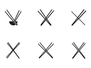Chopsticks Icons and Asian Cuisine Concepts Variety of Different Styles and Arrangements on White Background