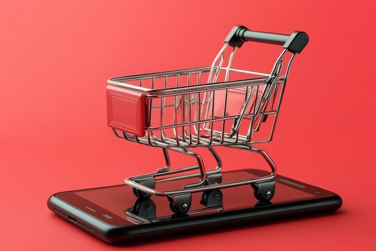 Online shopping with a credit card and smartphone, demonstrating ease and convenience in making transactions digitally, Generative AI