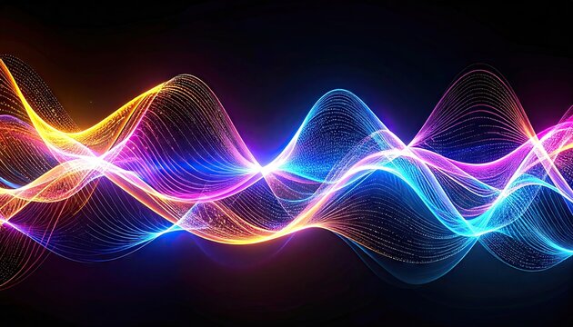 Dynamic Light Trails Algorithmic Art with Neon Waveforms