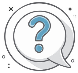 Hand drawn question mark inside a speech bubble symbolizing inquiry or confusion