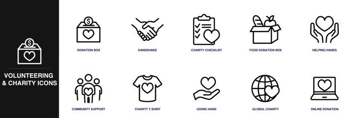 Volunteering and Charity Line Icon Set
