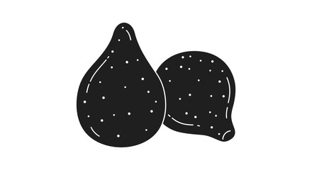 two black spotted shapes resembling abstract pears side by side