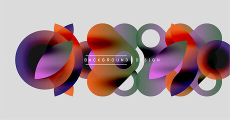 Abstract colorful circles overlap, creating dynamic visual effect. Text reads background design centered within composition. Modern, vibrant.