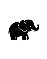 Obraz premium Adorable Elephant Silhouette – Solid Black Vector Design