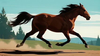 horse running in the desert