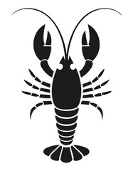 Lobster Animal Vector Logo in Black and White, Minimalist and Simple Design, Perfect for Wildlife Branding, Nature Illustration, and Unique Animal Identity
