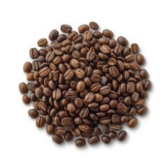 Roasted Coffee Beans: Rich Brown, Aromatic, Studio Shot, Isolated on White Background