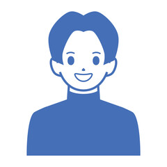 Smiling Young Man Avatar Icon in Blue