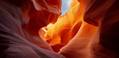 A wide-angle photo of the beautiful Antelope Canyon in Page,
