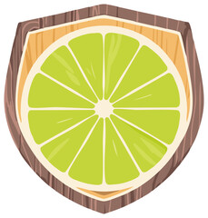 Stylized Lime Slice Emblem with Rustic Wood Border
