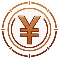 Obraz premium Japanese Yen Sign Gold Symbol within Circular Target Scope Icon Illustration