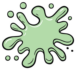 Vibrant green blot illustration with splashing paint and rounded drops for artistic designs
