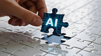 AI Integration Assembling the Future with Artificial Intelligence Puzzle Piece