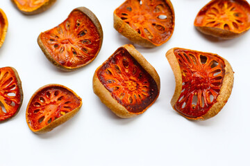 Dried bael slices used for herbal tea.