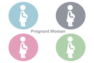 Colorful Circular Icons of Pregnant Women Silhouettes