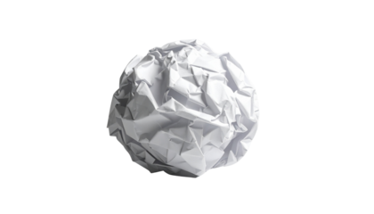 Crumpled white paper ball, isolated on a clean white background. 