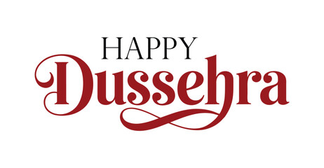 festive dussehra greeting with bold decorative typography in red and black celebrating hindu victory of good over evil