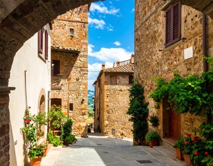 Fototapeta premium Italian Village Alleyway View (1)