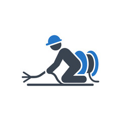 Fototapeta premium Man Unrolling Cable Icon