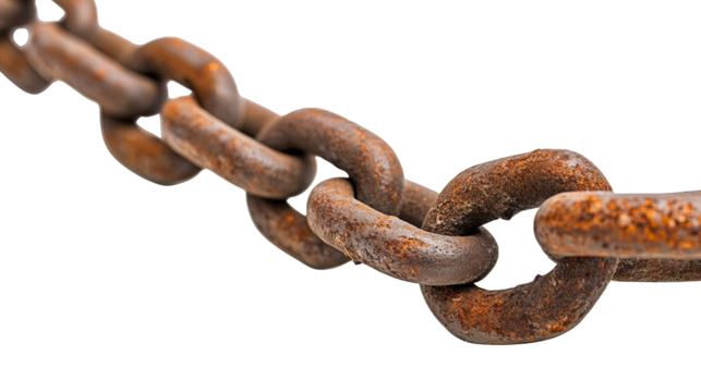 Rusty old chain isolated on white background