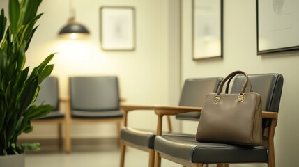 Waiting room with bag, modern medical office. Possible use Stock photo for medical office
