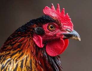 Detailed rooster portrait, vibrant plumage