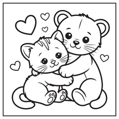 Naklejka premium Stress Relief Cat Coloring Pages