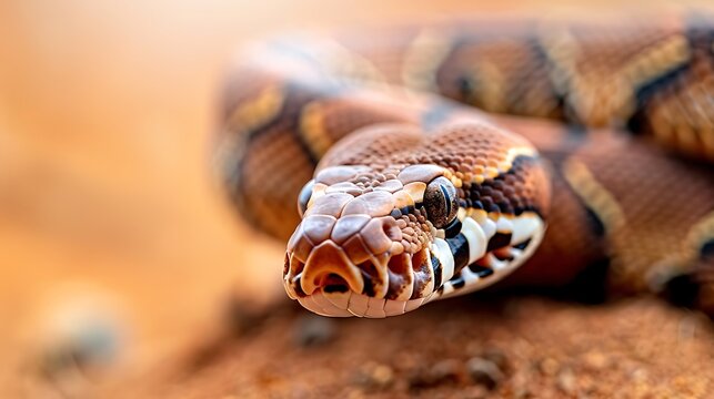 Close up portrait of a beautifully patterned python snake