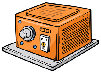 Cartoon Style Orange Electronic Device with Control Knobs and Buttons
