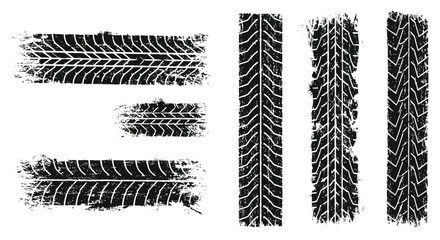 Fototapeta premium various tire tread patterns displayed in black and white