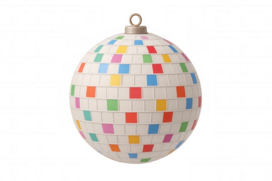 Rotating colorful glass christmas ball ornament, spinning against transparent background with festive holiday sheen - Powered by Adobe