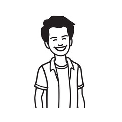 Handsome Man Black and White Illustration Vector Image Male Portrait Fashion Sketch Line Art Design