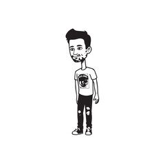 Handsome Man Black and White Illustration Vector Image Male Portrait Fashion Sketch Line Art Design
