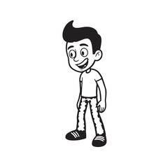 Handsome Man Black and White Illustration Vector Image Male Portrait Fashion Sketch Line Art Design