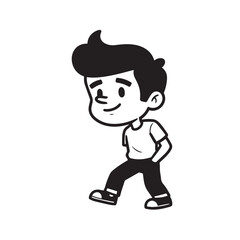 Handsome Man Black and White Illustration Vector Image Male Portrait Fashion Sketch Line Art Design