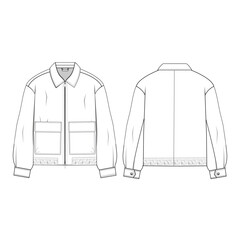 Men's Jacket flat sketch vector 