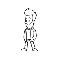 Handsome Man Black and White Illustration Vector Image Male Portrait Fashion Sketch Line Art Design