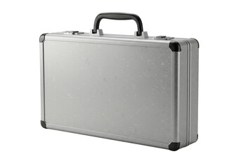 Isolated silver metal briefcase, modern storage and protection for business documents